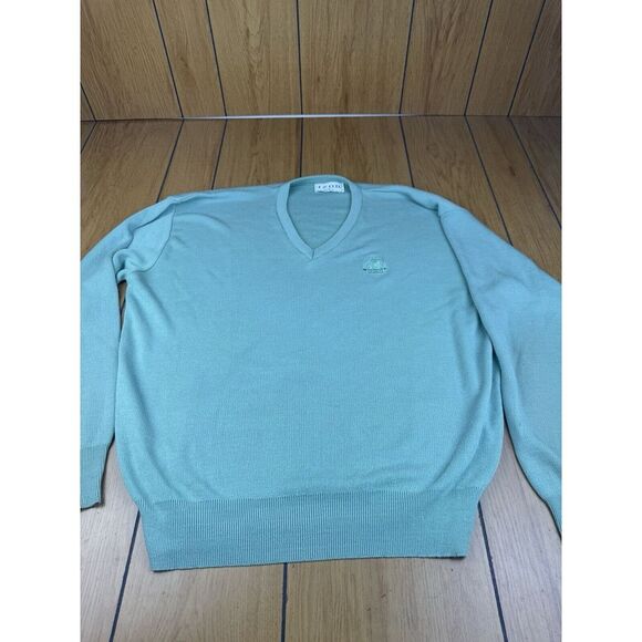 Lacoste Other - Vintage Izod V-Neck Pullover Sweater Green USA Made‎ 100% Acrylic Mens XL